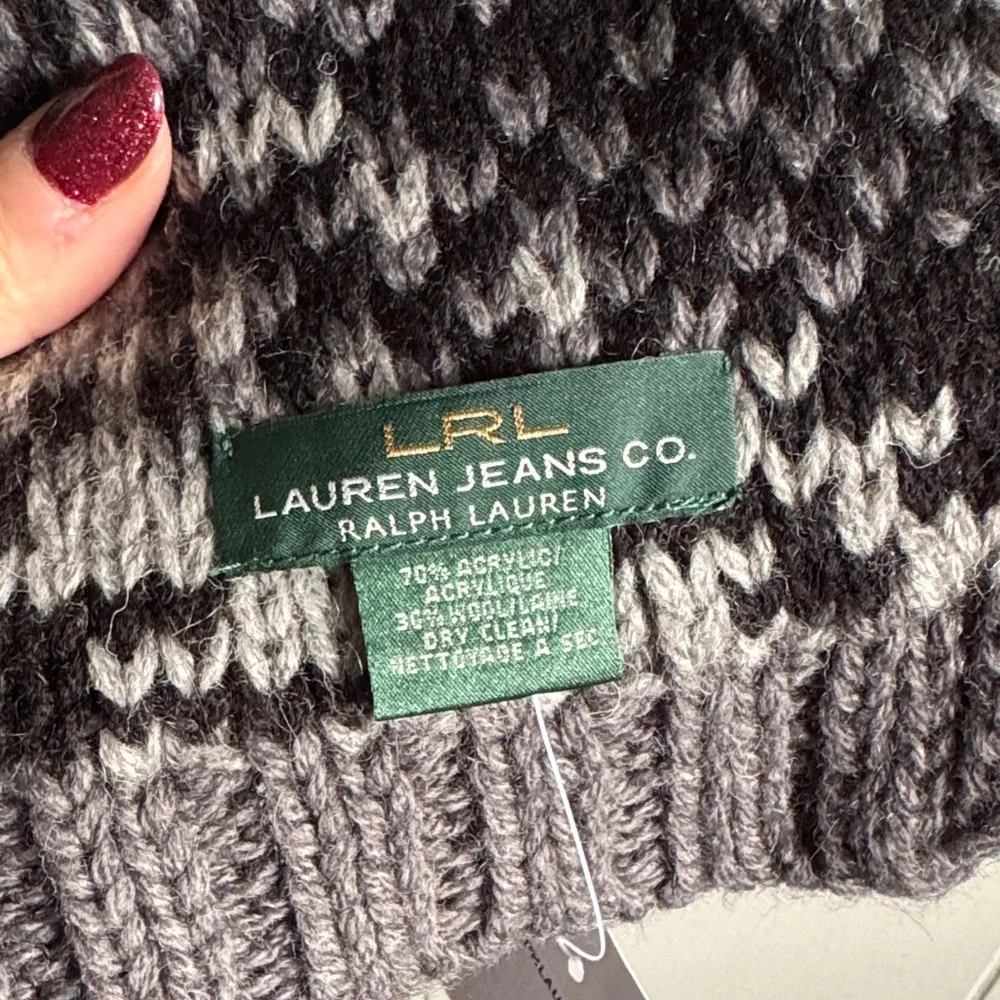 NWT Ralph Lauren Black and Gray Patterned Scarf